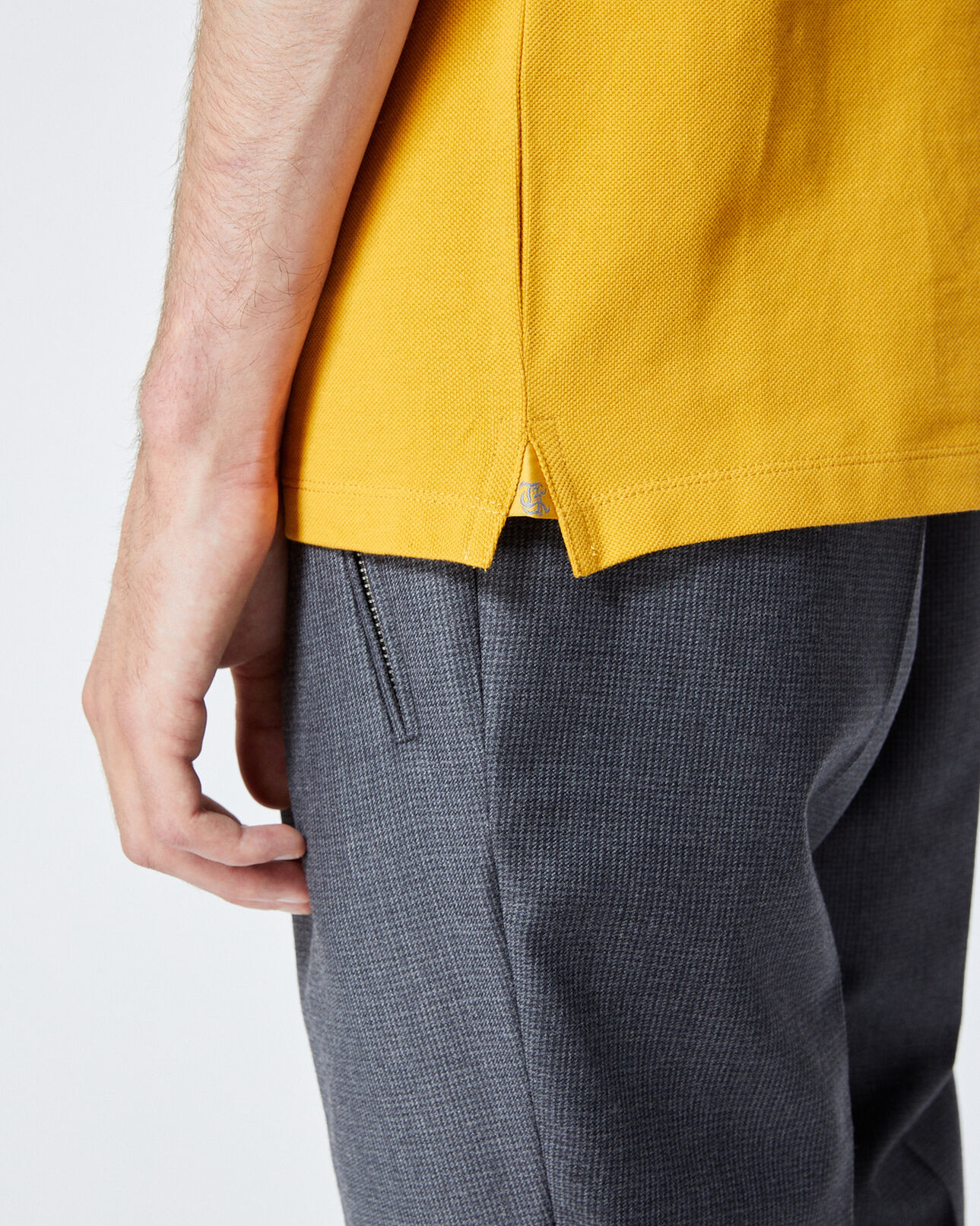 The Kooples HOMME GOLDEN YLW / MED GREY polo coton jaune à passepoil gris