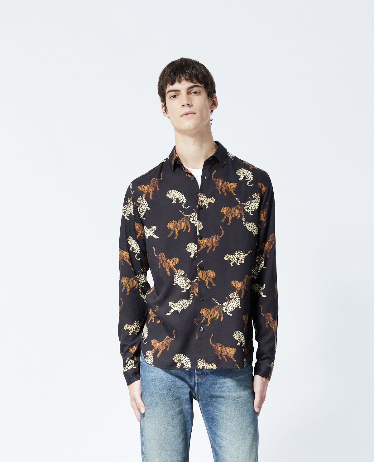Black classic collar shirt with motif The Kooples