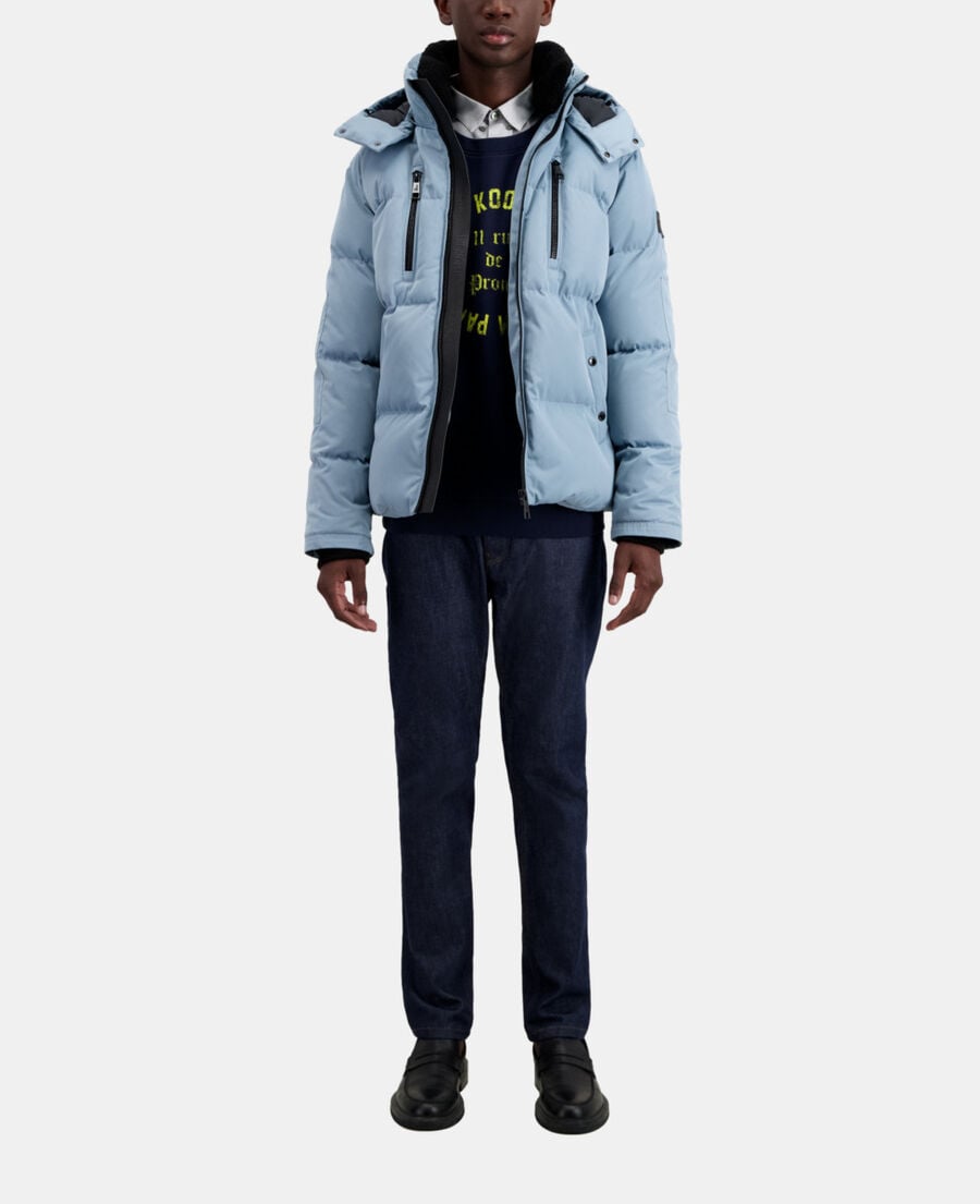 The Kooples MEN BLUE GREY blue hooded puffer jacket