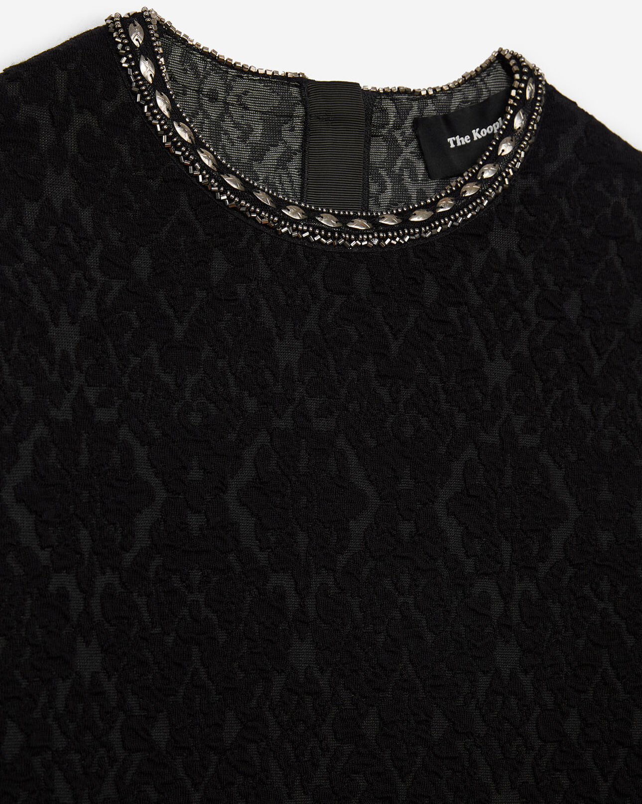 The Kooples FEMME BLACK robe droite noire col bijou