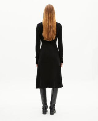 The Kooples FEMME BLACK robe longue en laine noire