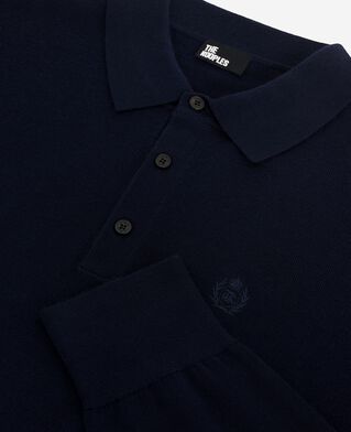 The Kooples HOMME NAVY pull col polo en laine mérinos marine