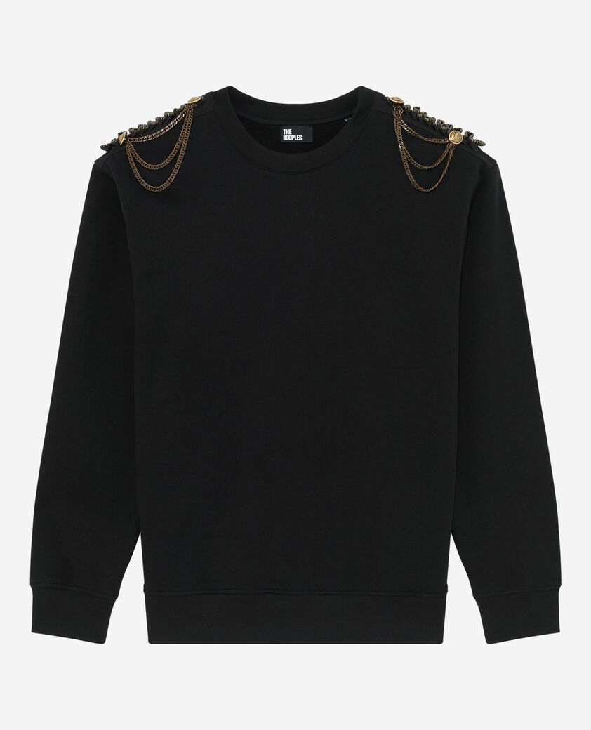 The Kooples MUJER BLACK WASHED sudadera con cadenas negras