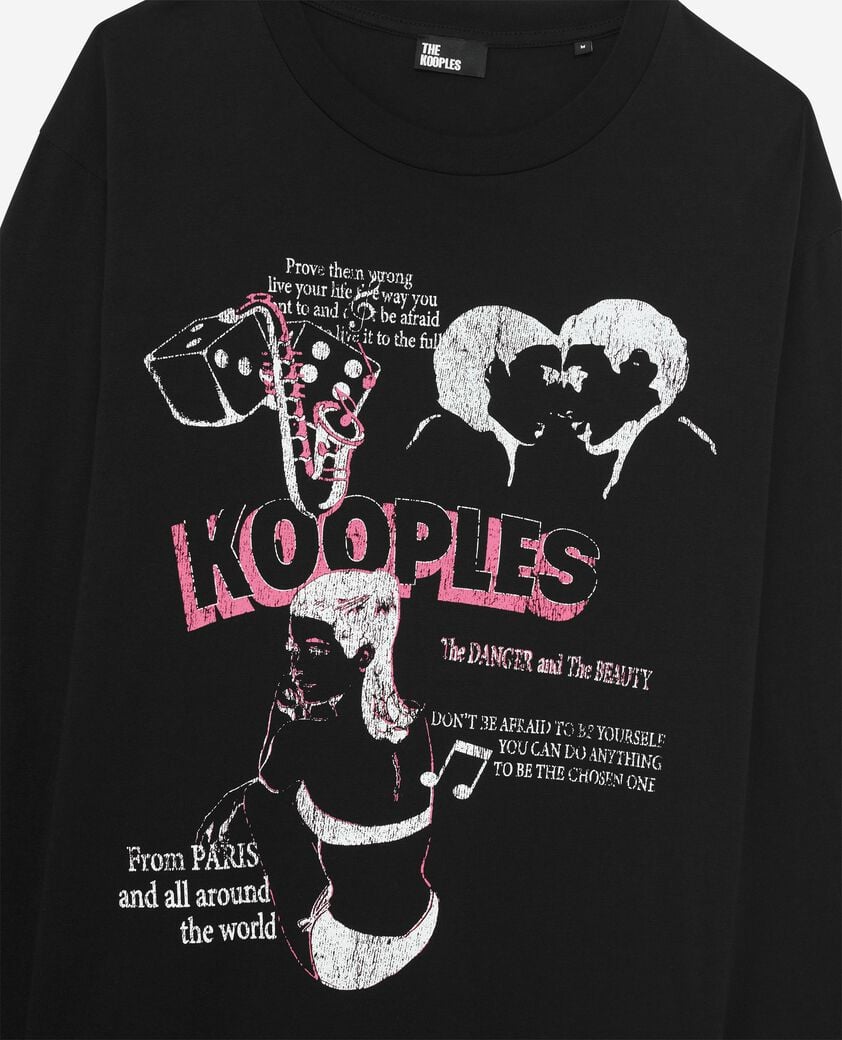 The Kooples HOMBRE BLACK WASHED camiseta de manga larga con serigrafía negra