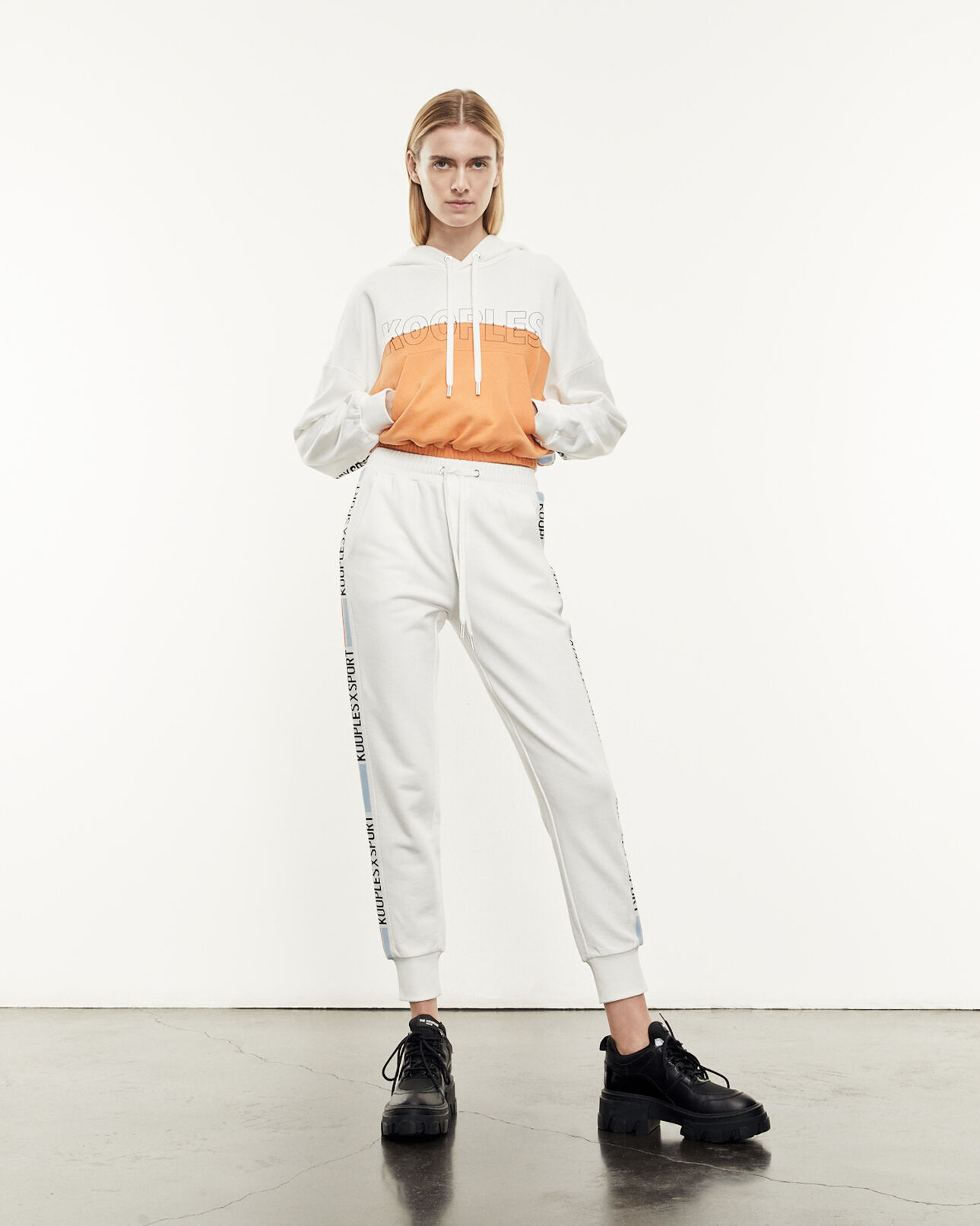 The Kooples WOMEN ORANGE ECRU two-tone orange and ecru sweatshirt with logo