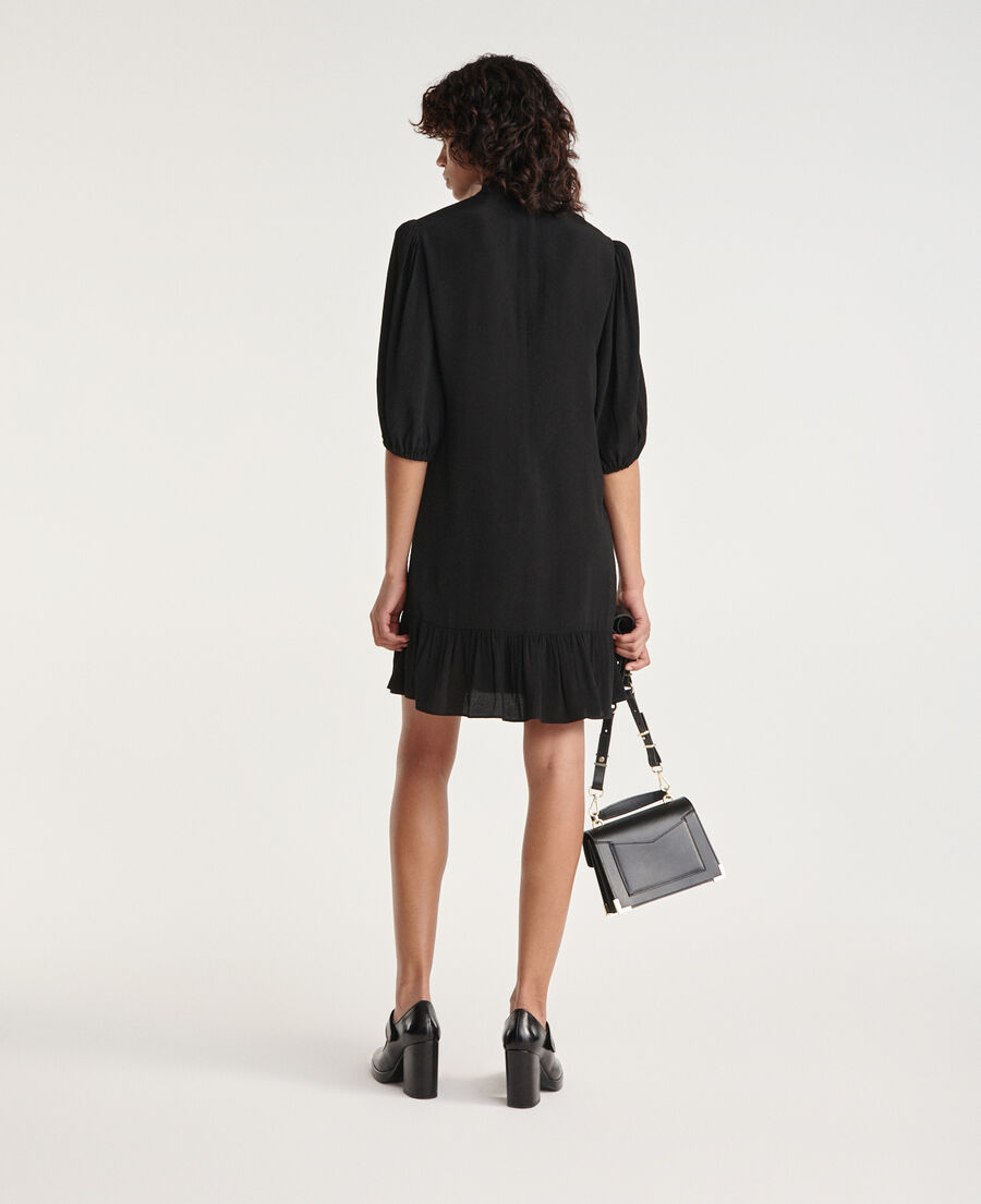 short black dress with frills and high neck