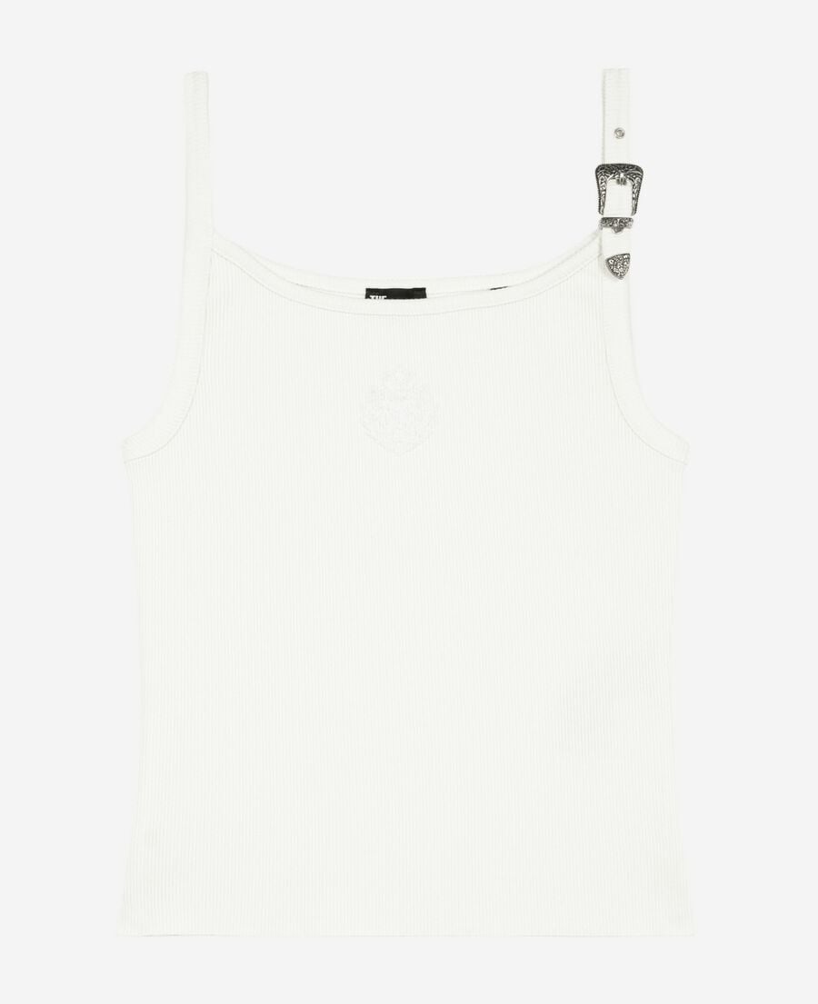 The Kooples WOMEN ECRU ribbed ecru tank top