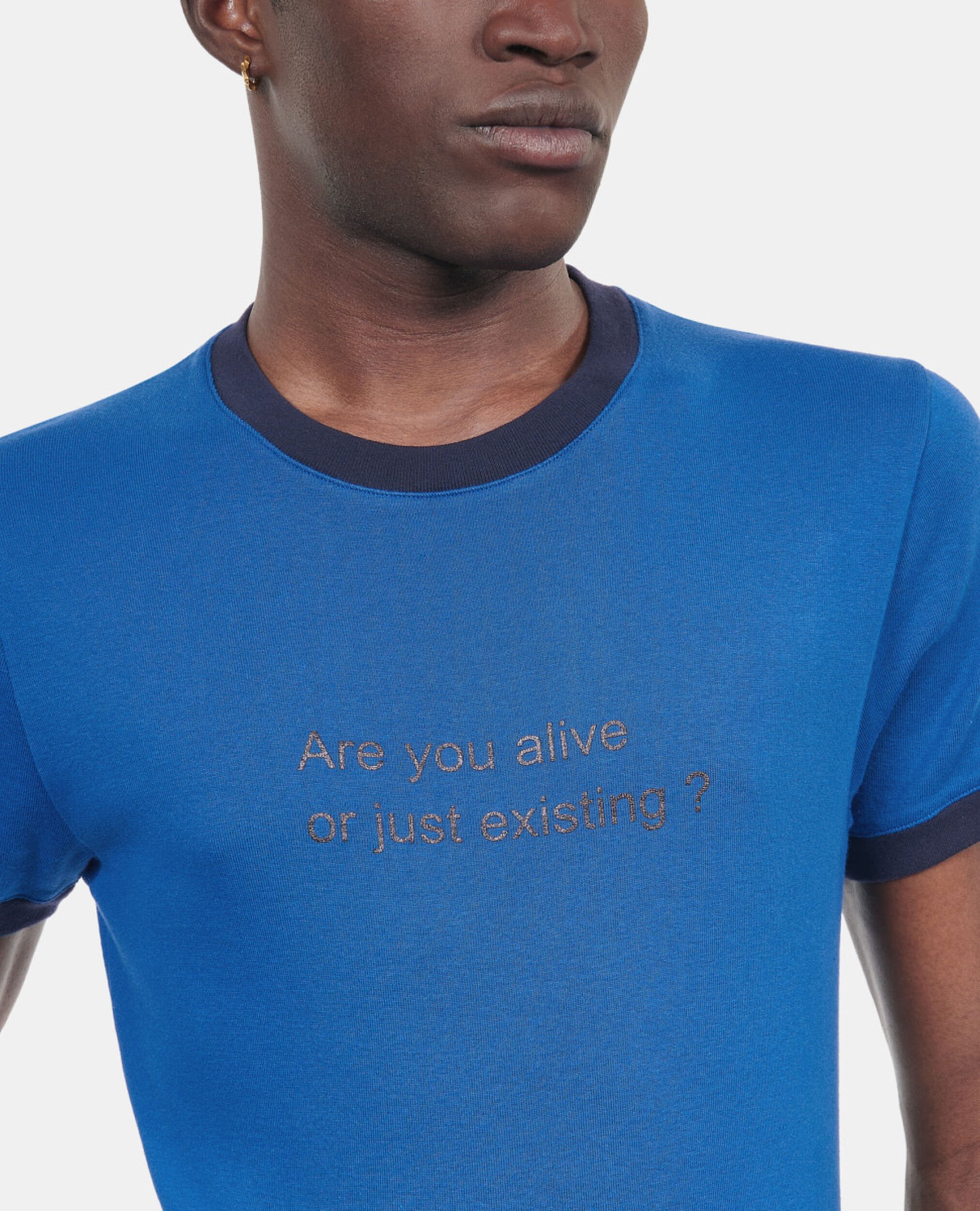 Blaues T-Shirt mit Are you alive-Siebdruck, BLUE BRUT, hi-res image number null