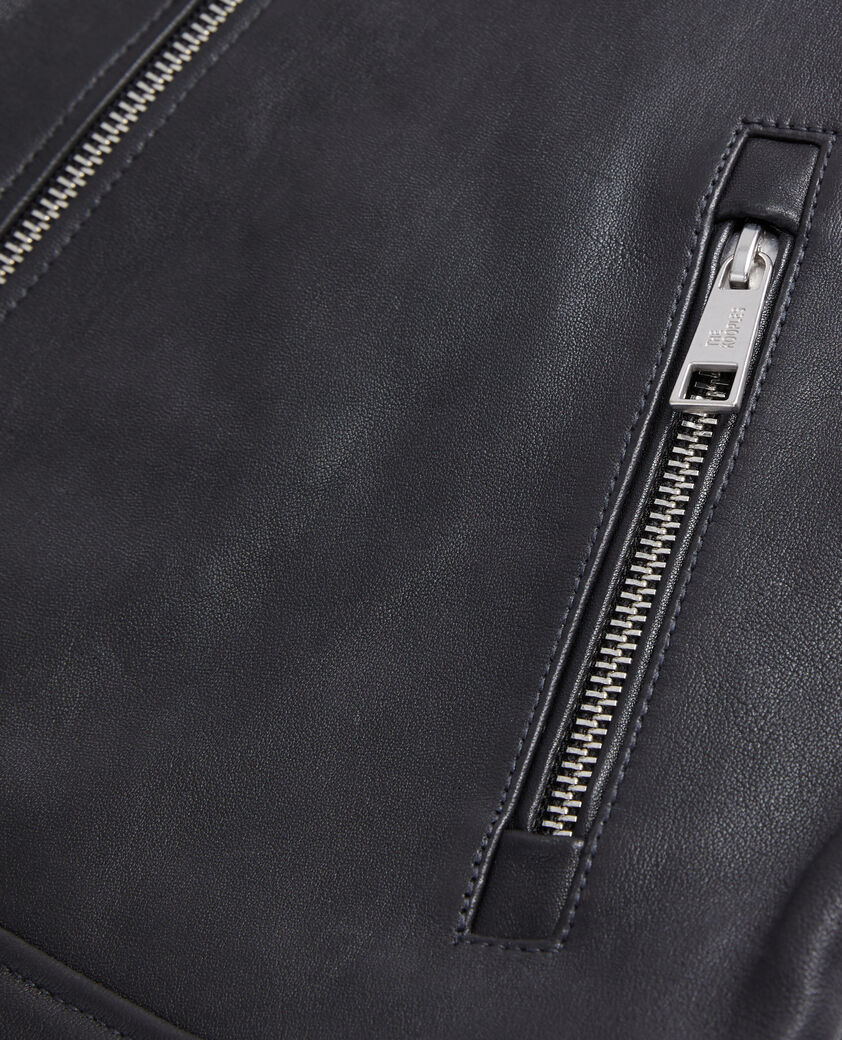 The Kooples HERREN BLACK schwarze lederjacke mit gesteppten details