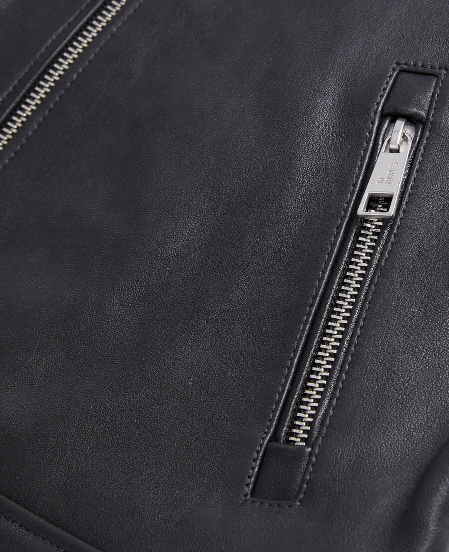 The Kooples HERREN BLACK schwarze lederjacke mit gesteppten details