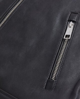 The Kooples HERREN BLACK schwarze lederjacke mit gesteppten details