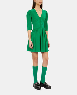 The Kooples WOMEN GREEN short green dress with shirring