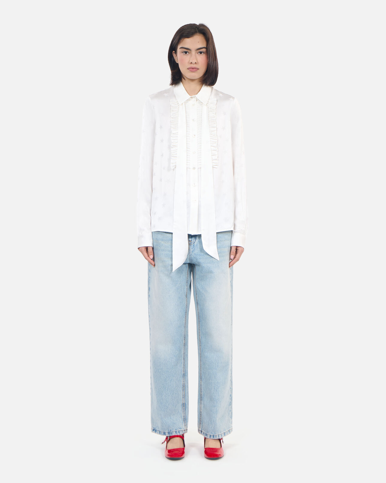 The Kooples DAMEN ECRU ecrufarbenes jacquard-hemd