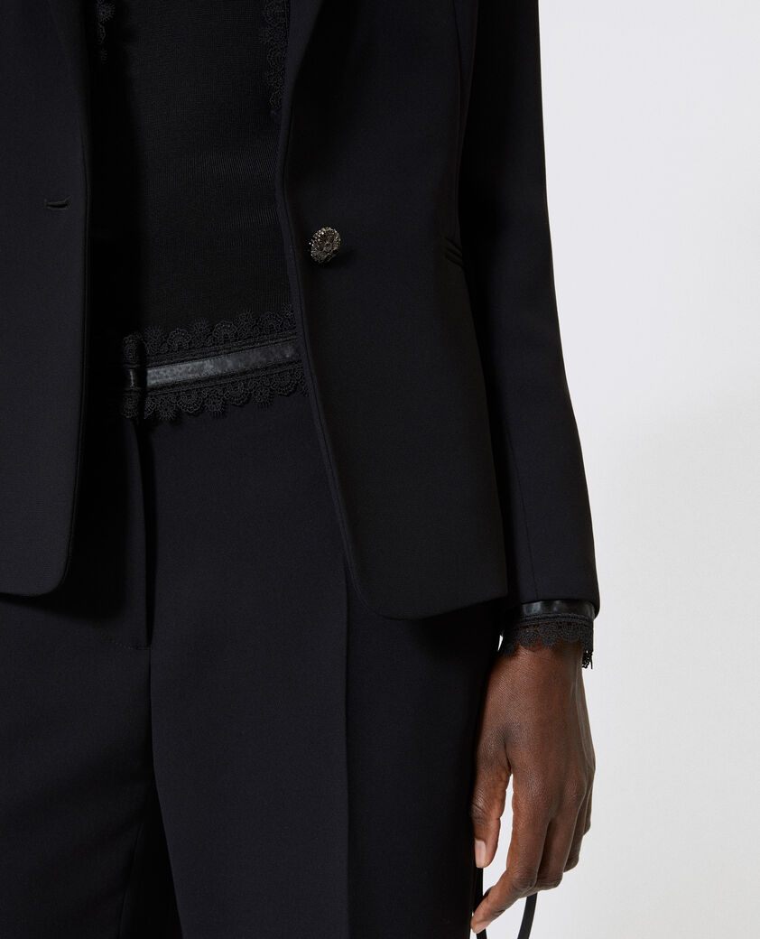 The Kooples DAMEN BLACK kost&uuml;mjacke mit schwarzem spitzenband