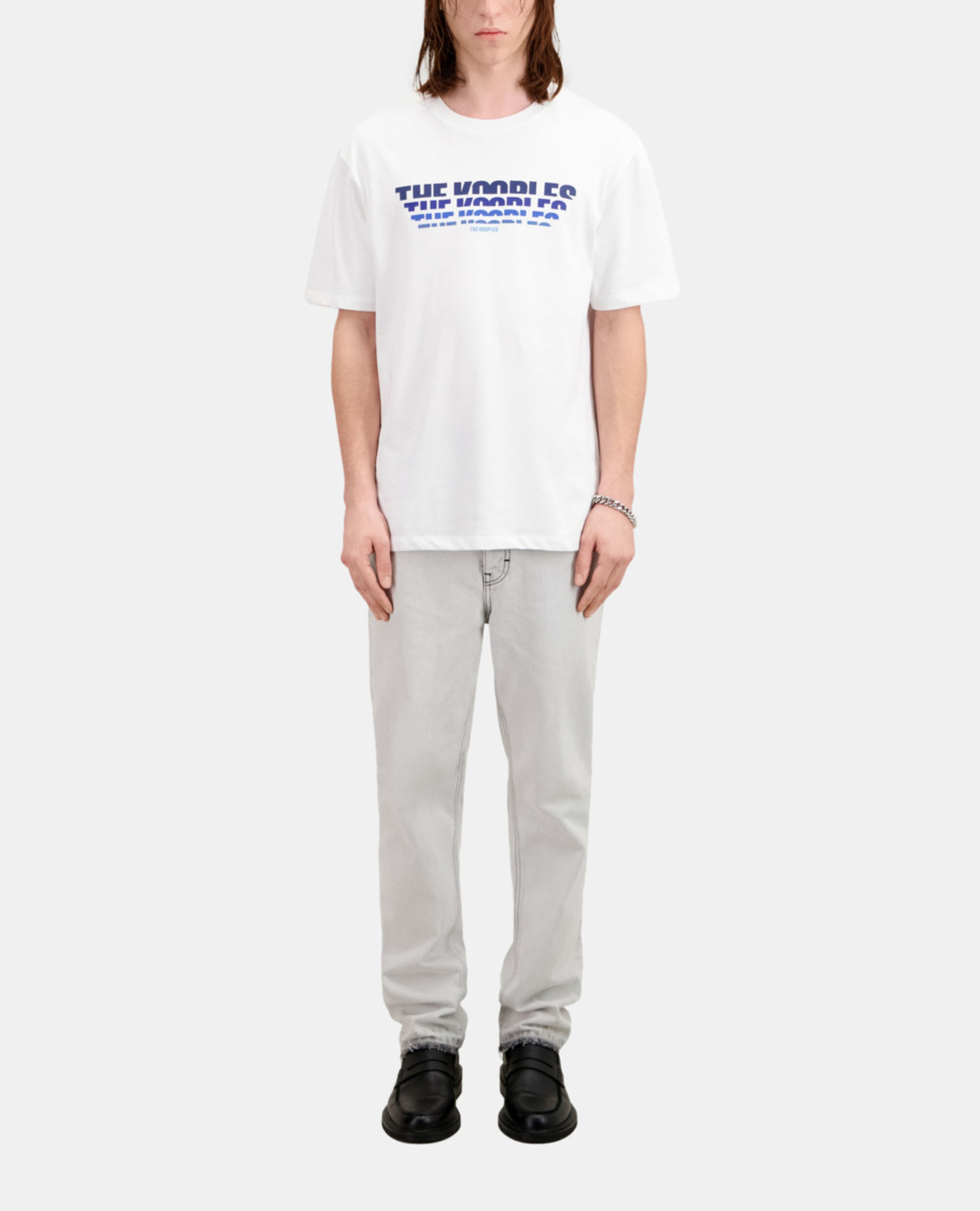 Men's white t-shirt with color gradient logo serigraphy, WHITE, hi-res image number null