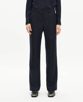 The Kooples FEMME NAVY pantalon droit à boutons marine
