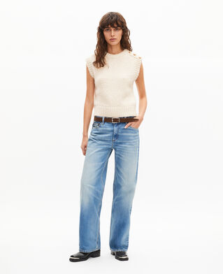 The Kooples F LIGHT BEIGE sleeveless wool blend sweater ecru