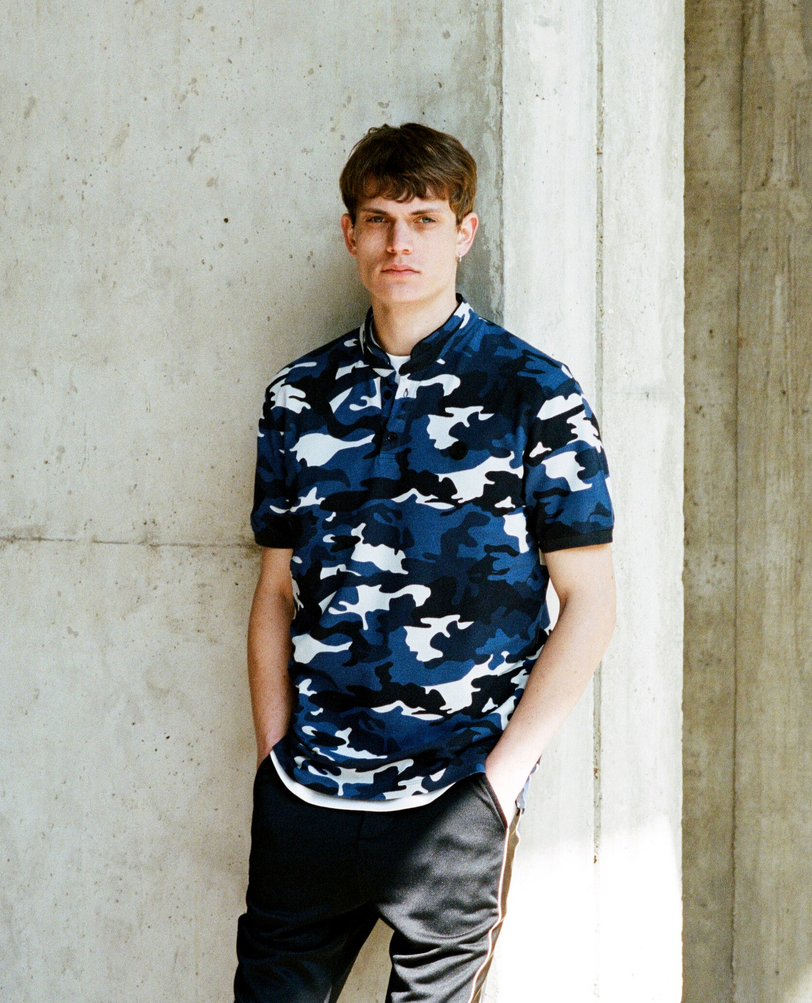 valentino blue camo polo Cinosural International School