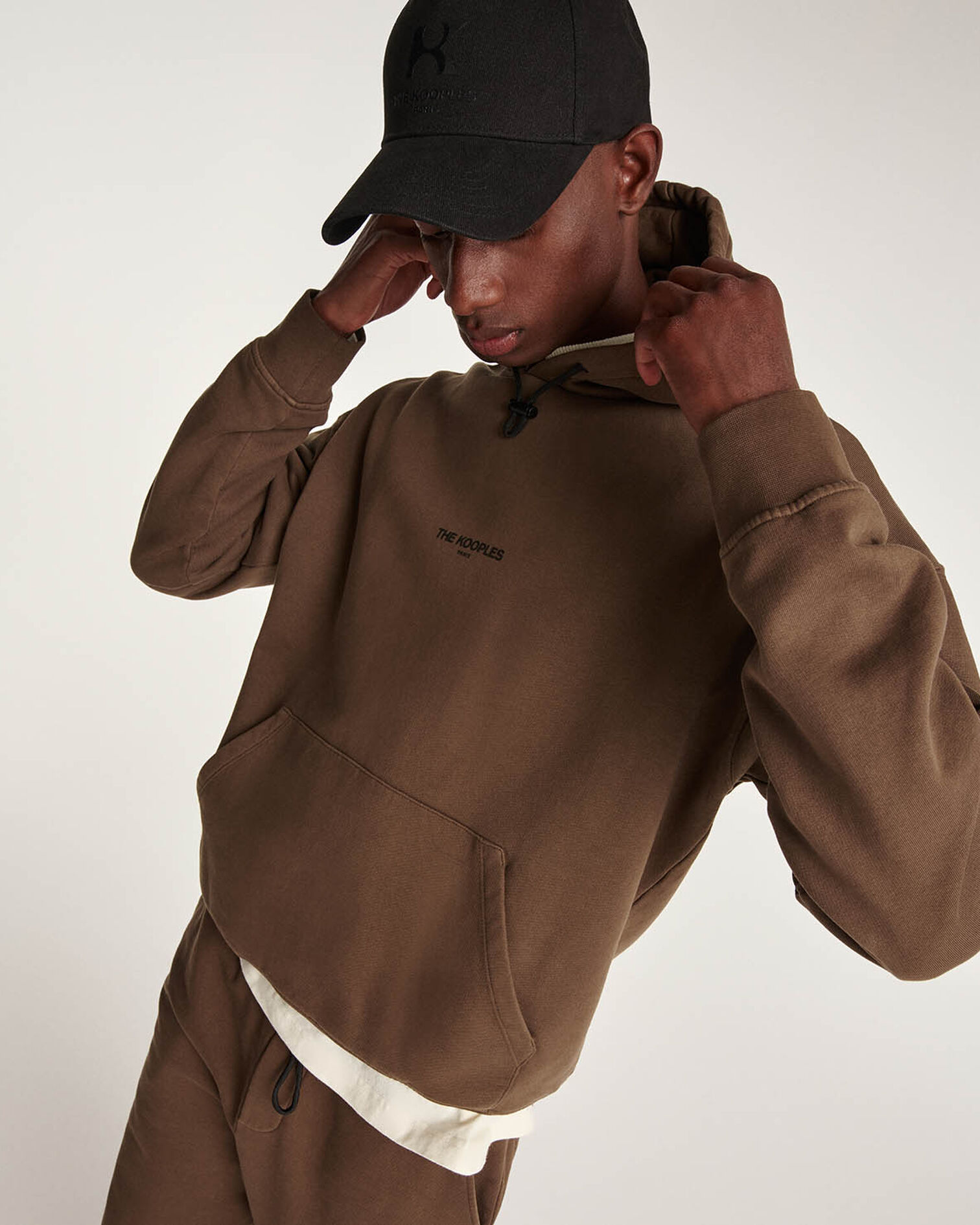 Chocolate cotton hoodie with logo, BROWN, hi-res image number null
