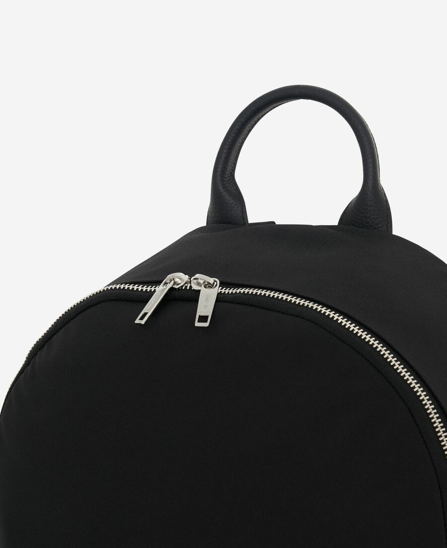 The Kooples HOMME BLACK sac à dos en canvas et cuir grainé noir