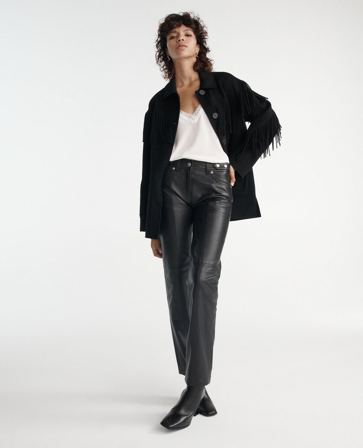 Veste frange noir online