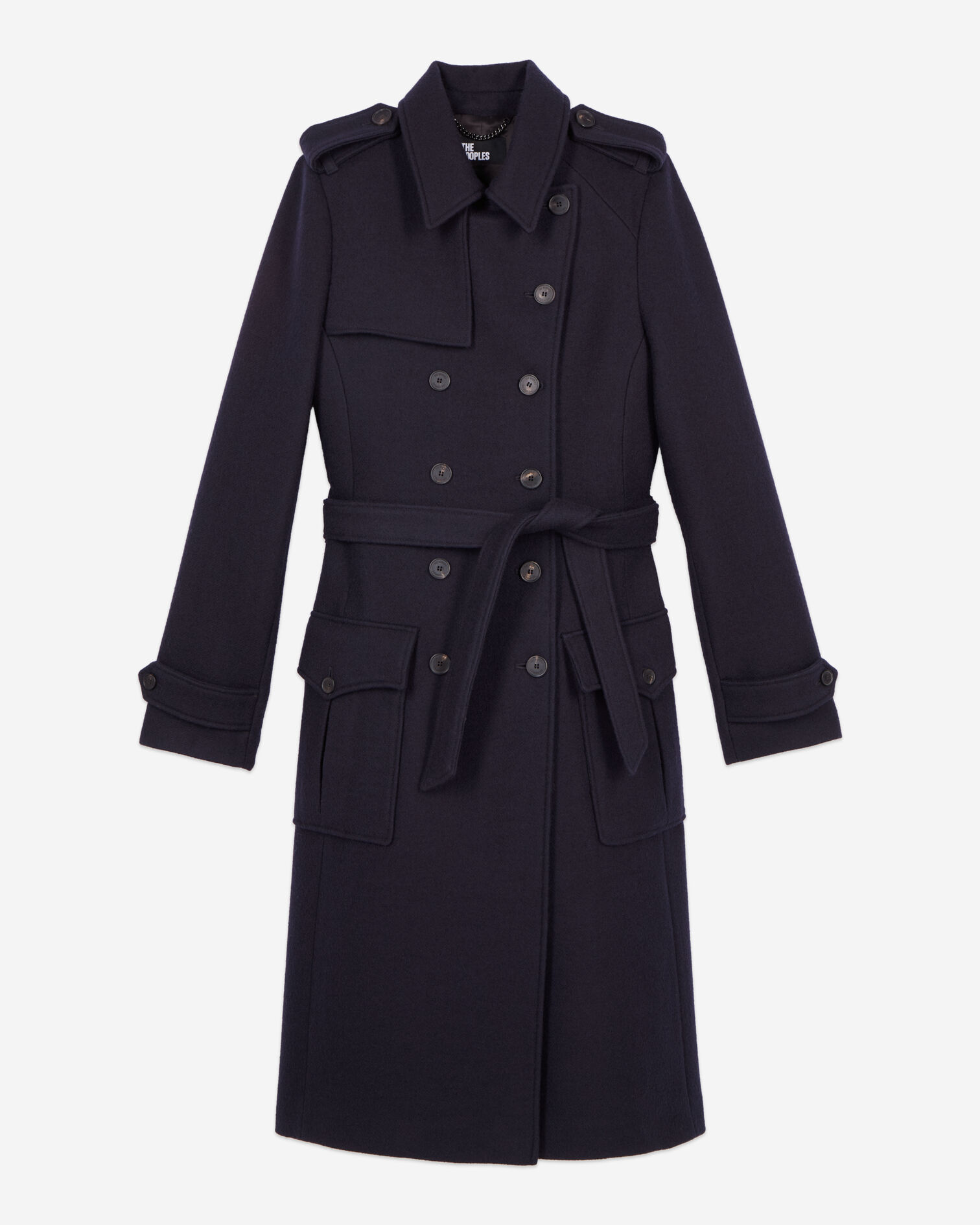 Manteau long style trench bleu marine, DARK NAVY, hi-res image number null