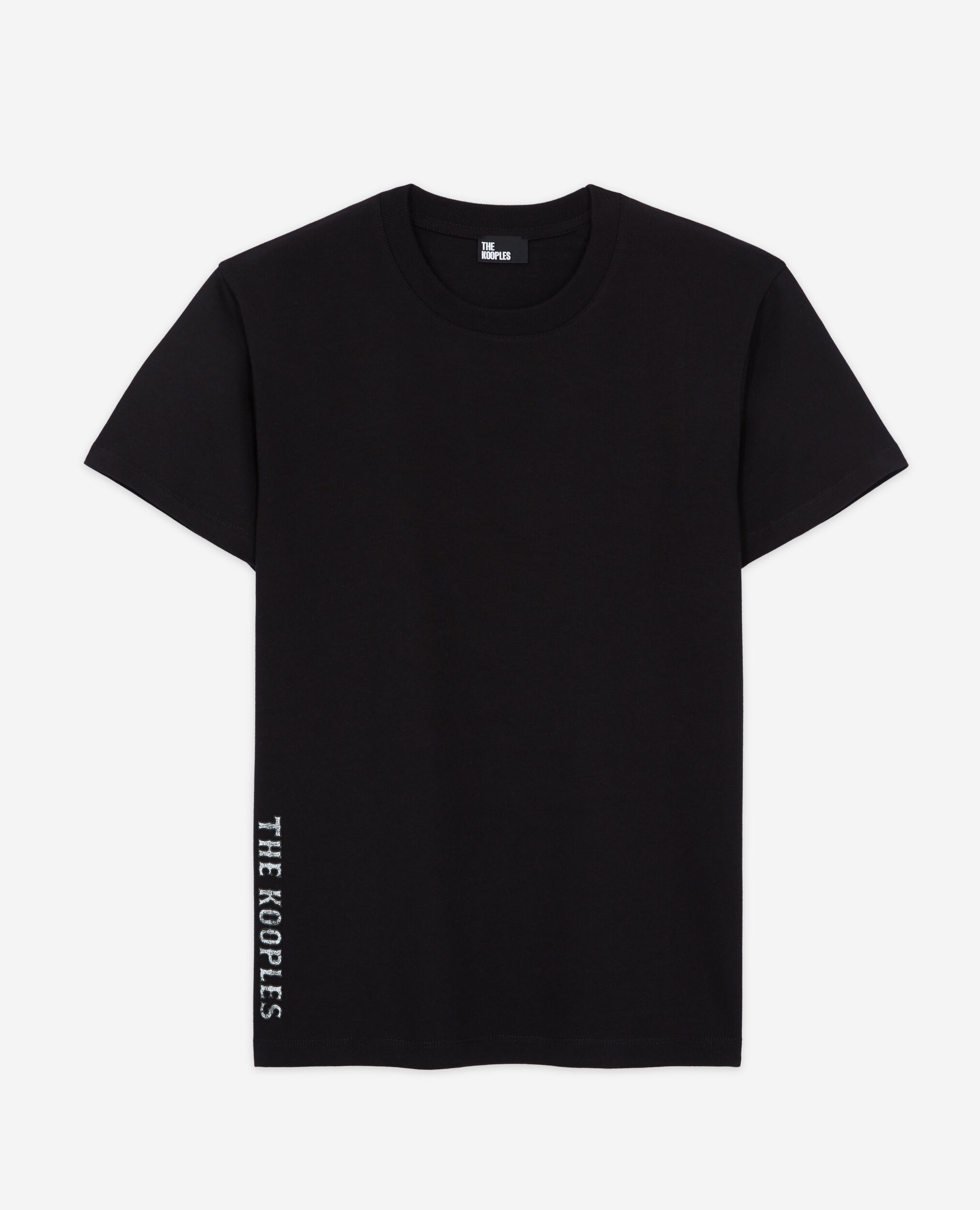 Women's black screen print t-shirt, BLACK, hi-res image number null