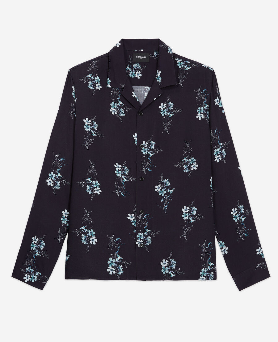 The Kooples HOMME DARK NAVY / BLUE EYES chemise fleurie