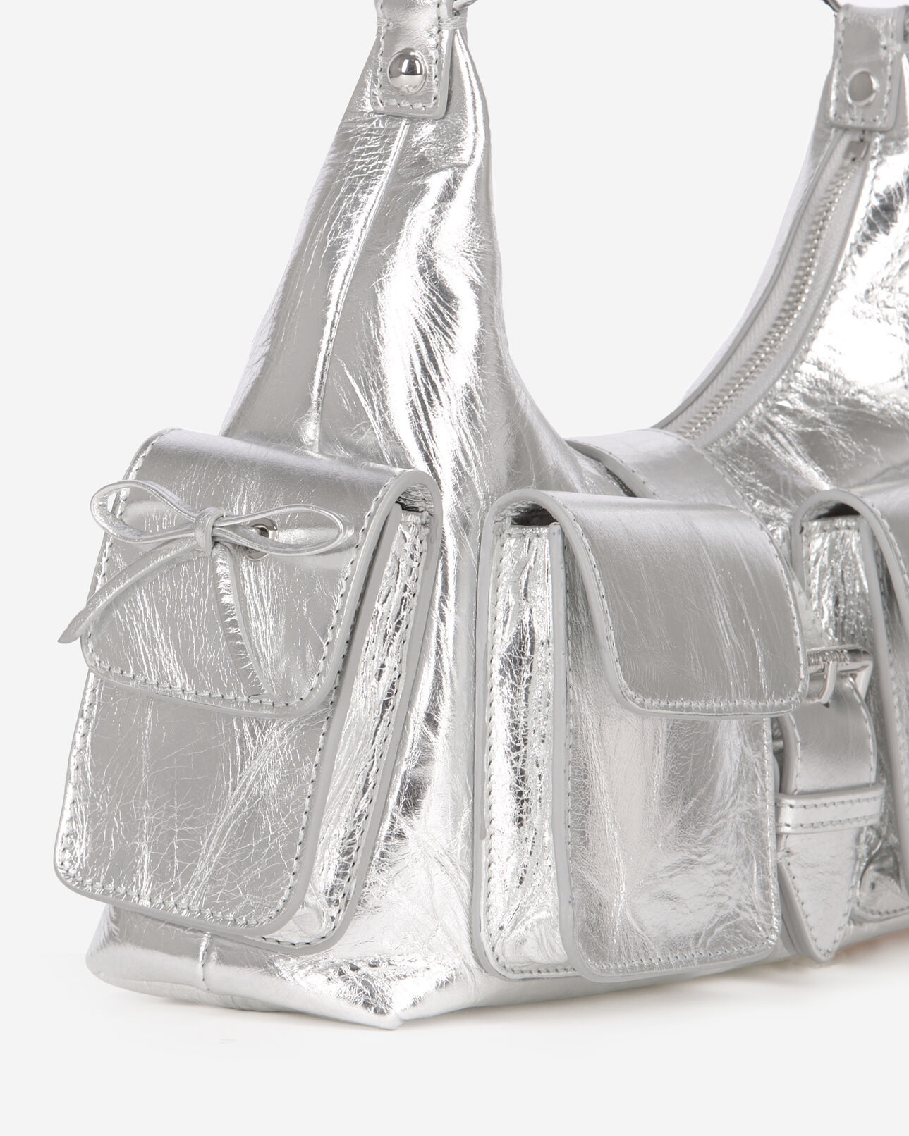 The Kooples WOMEN SILVER amelia bag in silver leather