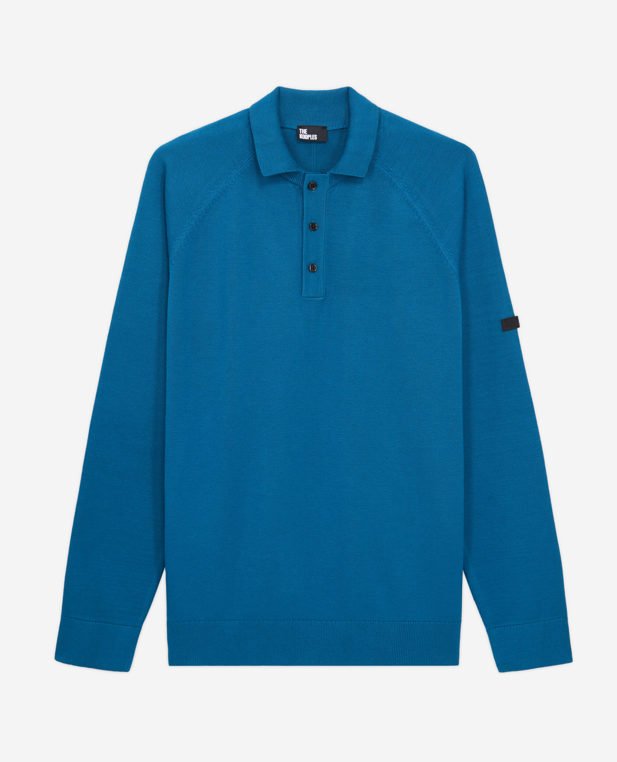 Polo bleu en maille, MEDIUM BLUE, hi-res image number null