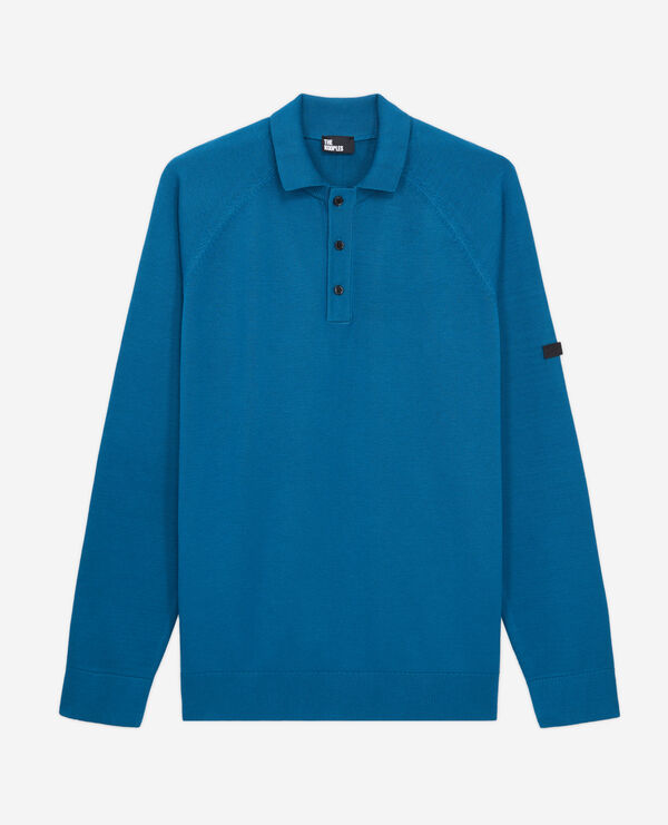 blue knit polo t-shirt