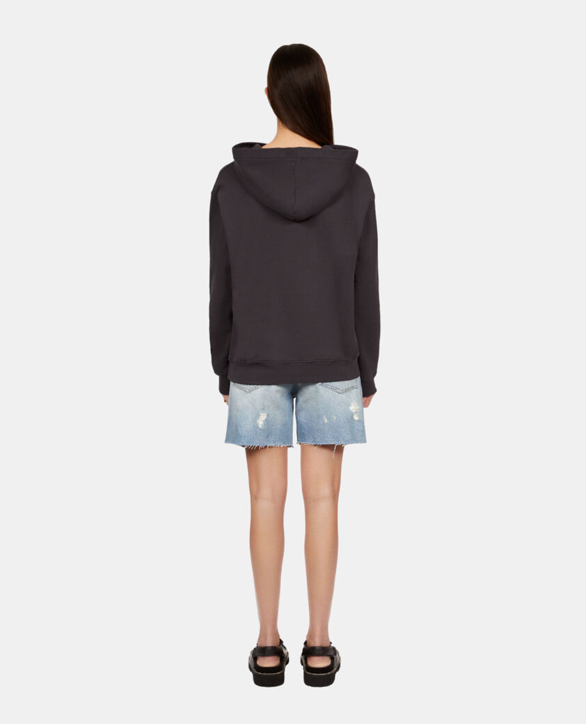 The Kooples WOMEN CARBONE carbon grey hoodie with rock eagle serigraphy