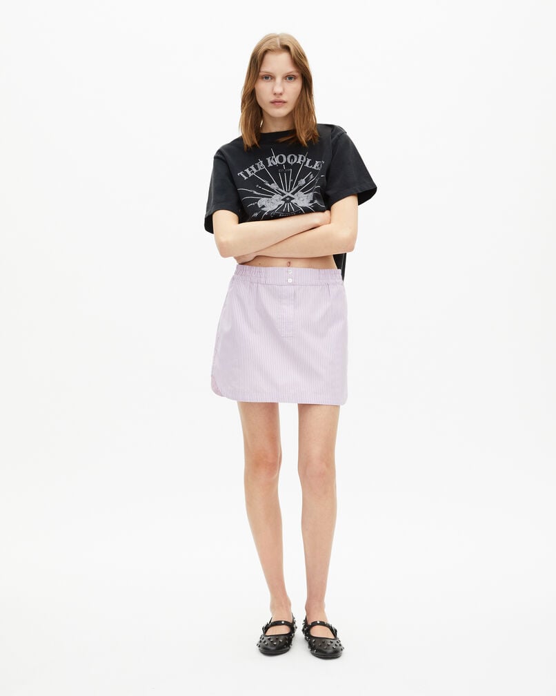 The Kooples FEMME BLACK WASHED t-shirt avec sérigraphie en strass noir délavé