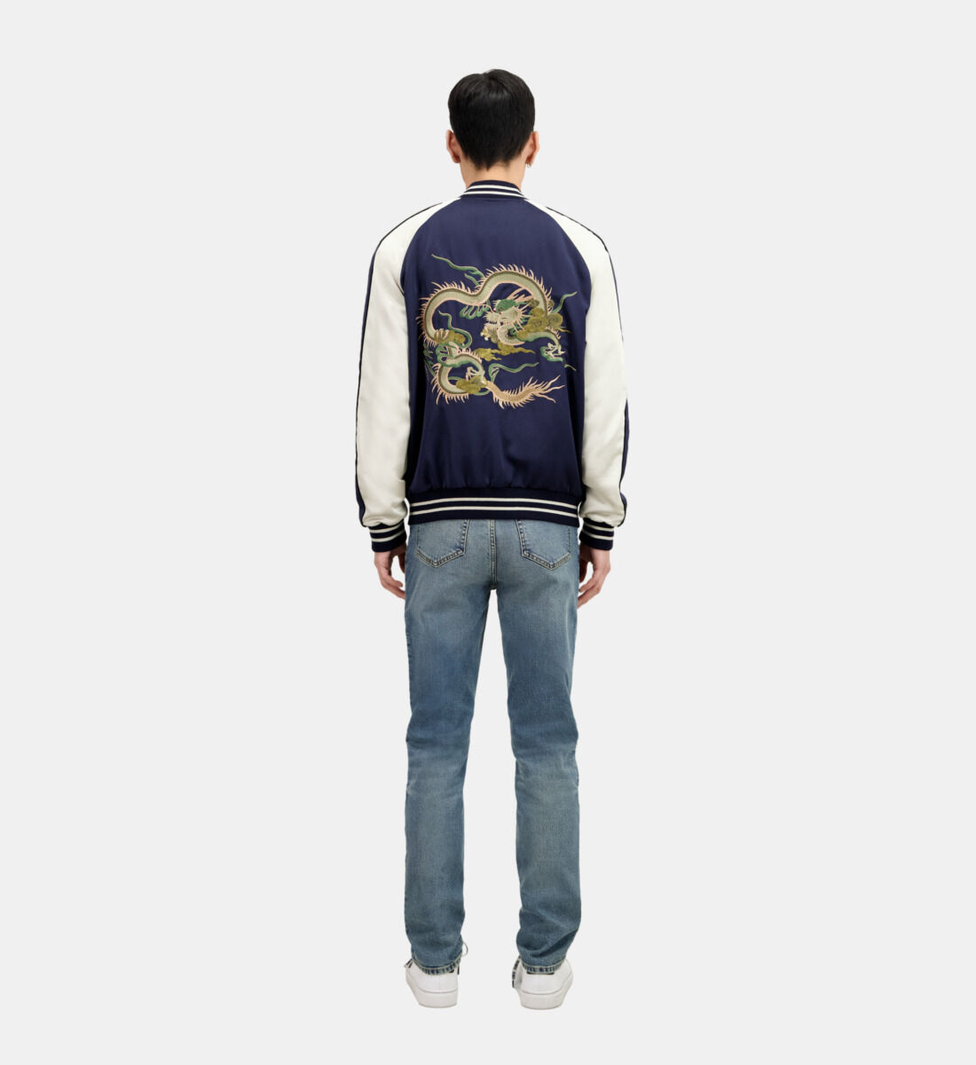 Navy blue satin jacket with Dragon embroidery The Kooples