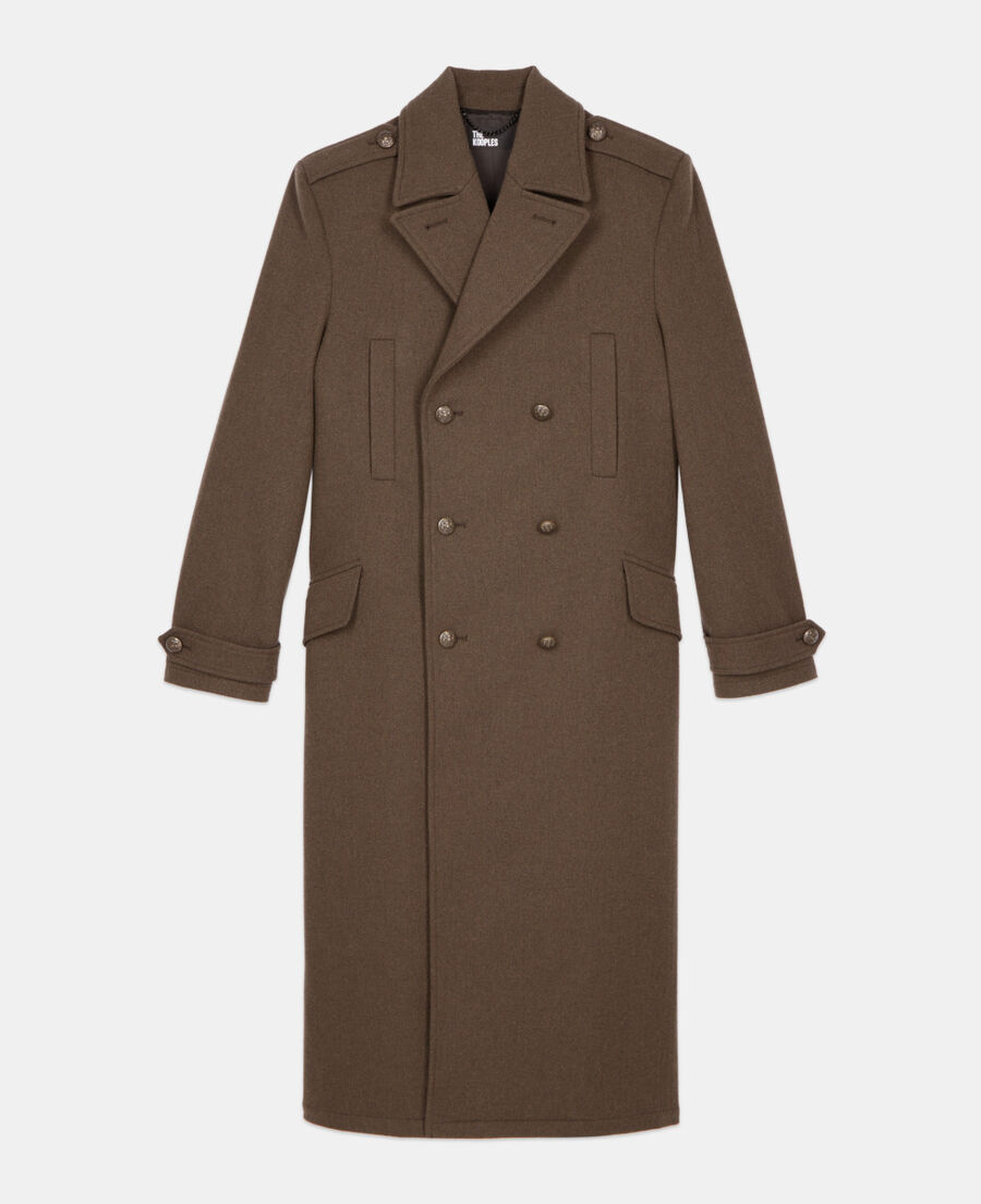 The Kooples HOMME KAKI manteau long style officier kaki