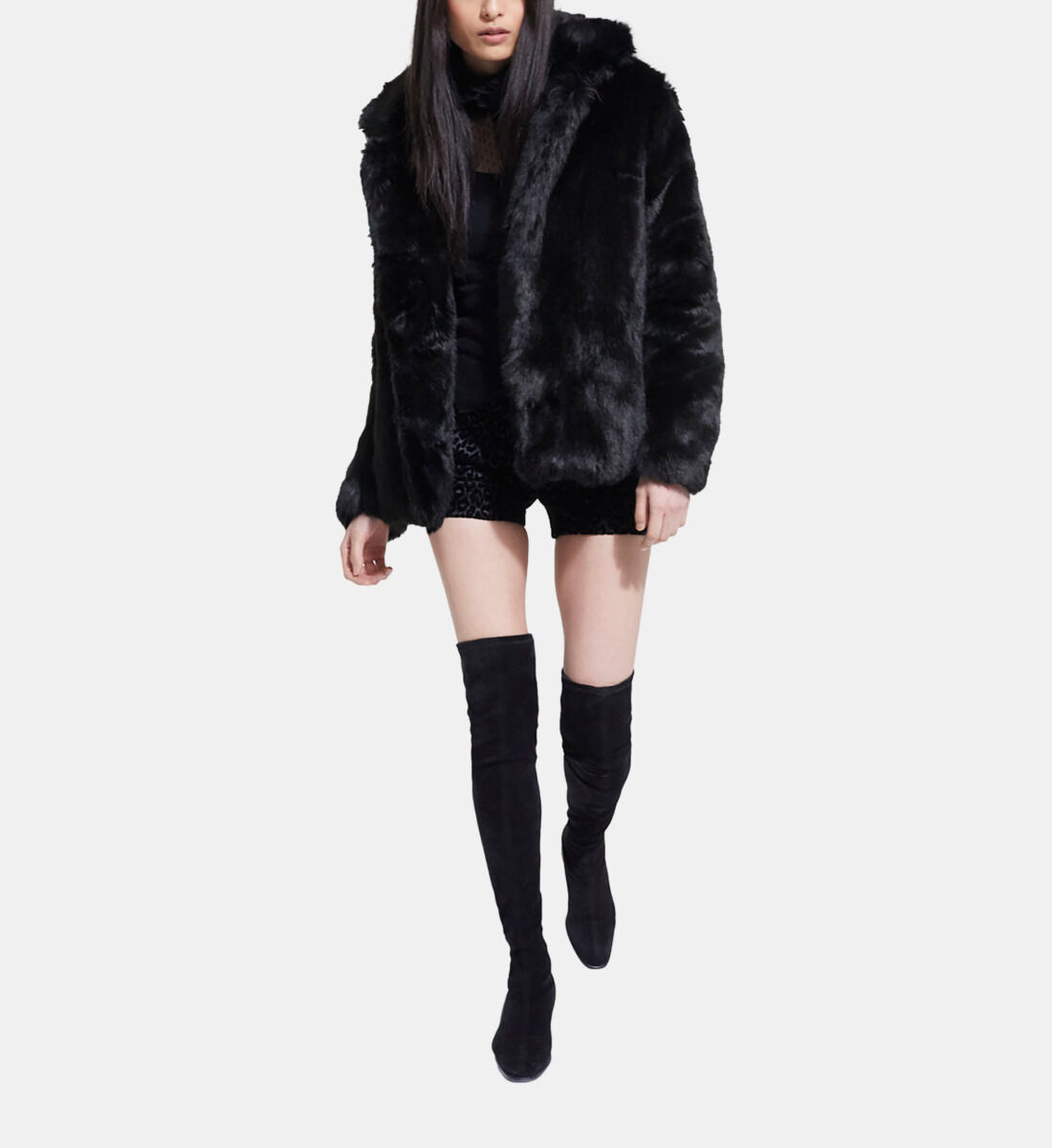 Black faux online coat