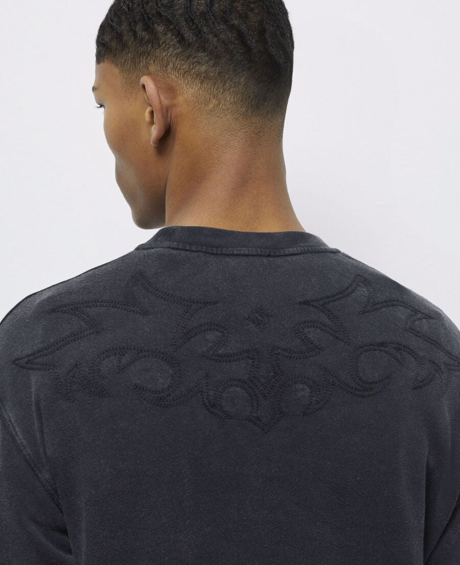 The Kooples HOMME BLACK WASHED sweatshirt noir avec broderie western