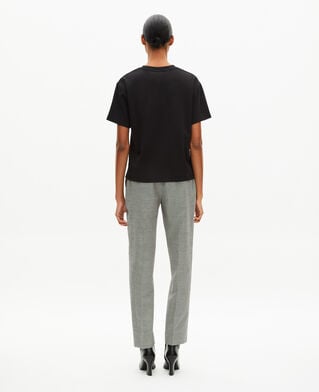 The Kooples WOMEN BLACK straight black cotton-blend t-shirt