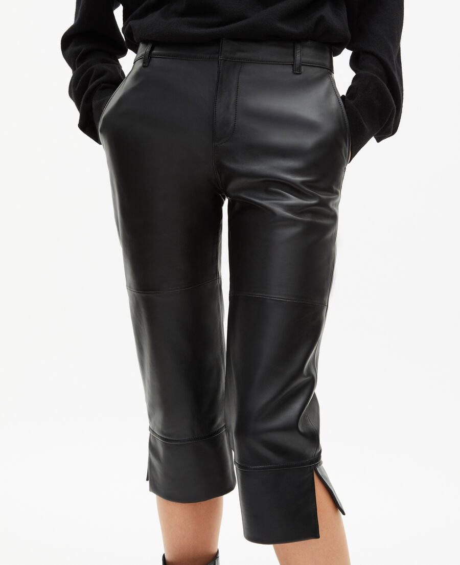 The Kooples DAMEN BLACK caprihose aus schwarzem leder