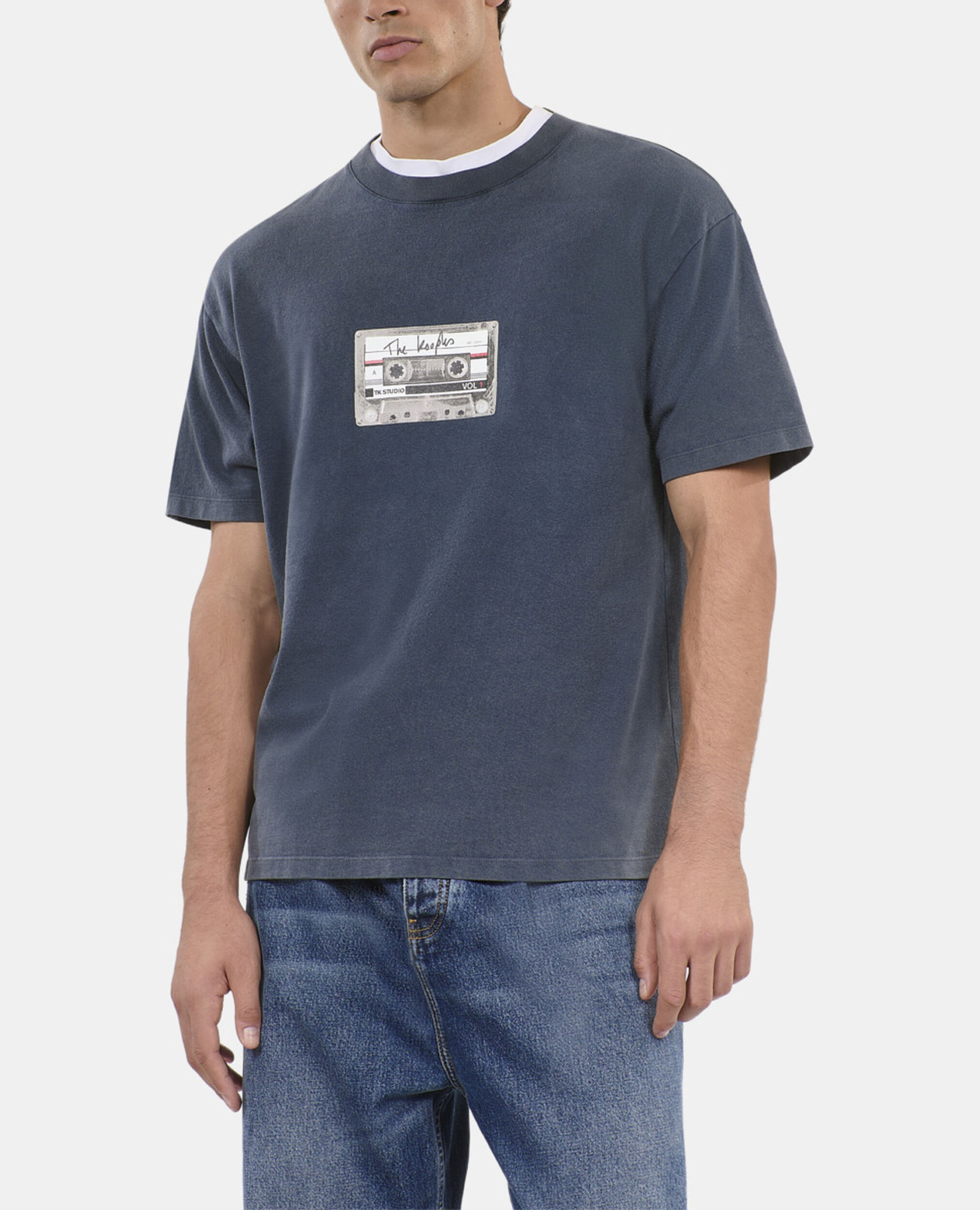 Carbon blue screen printed t-shirt, CARBONE, hi-res image number null