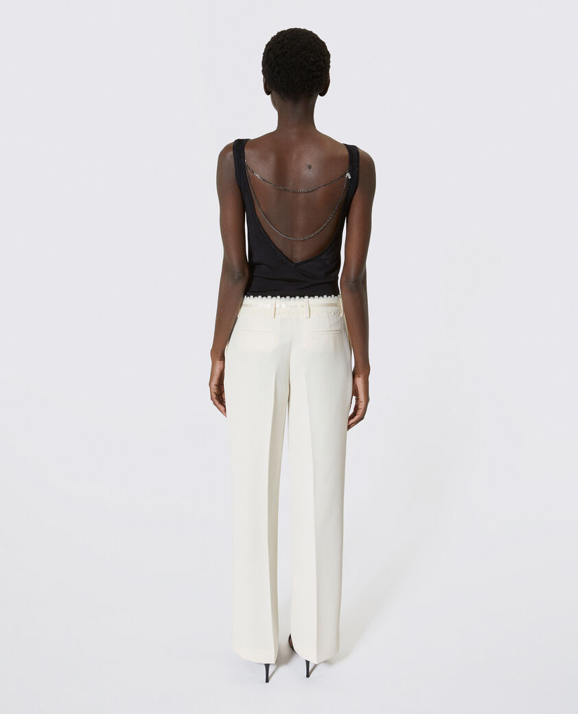 The Kooples WOMEN OFF WHITE ecru wide-leg pants