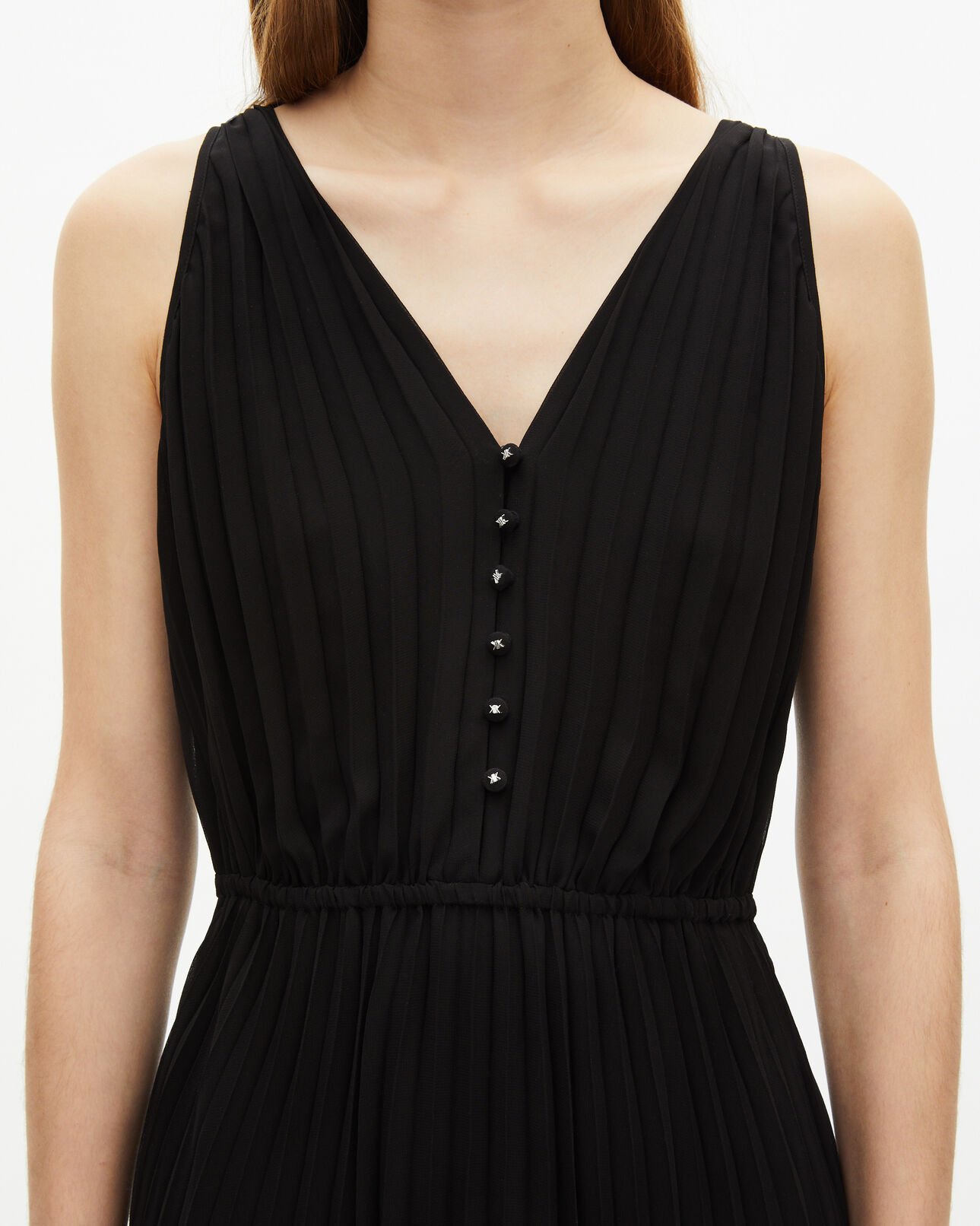 The Kooples FEMME BLACK robe longue plissée noire