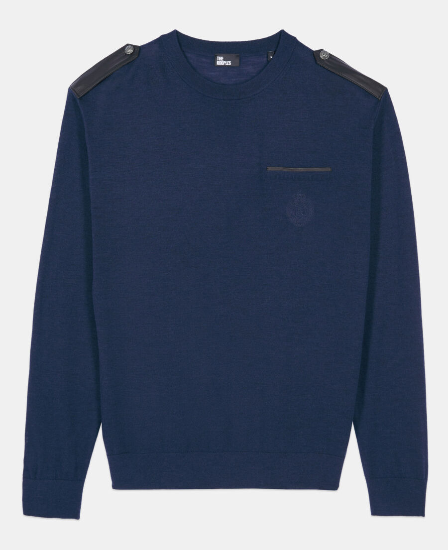 The Kooples H DARK BLUE blue merino wool sweater