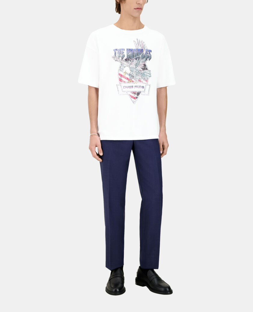 The Kooples HERREN WHITE wei&szlig;es t-shirt mit chaos-adlersiebdruck