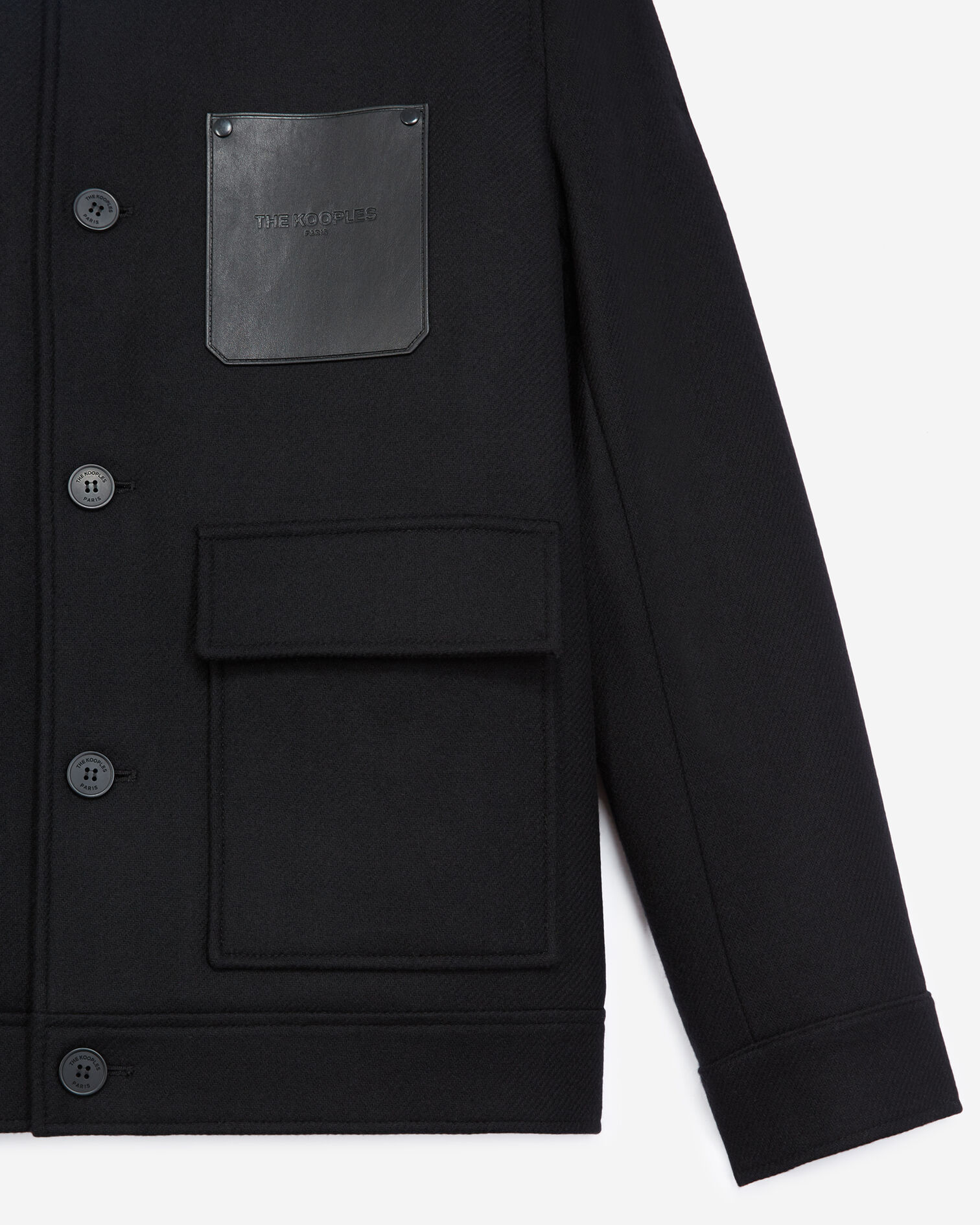 Chaqueta lana negra bolsillo pecho, BLACK, hi-res image number null
