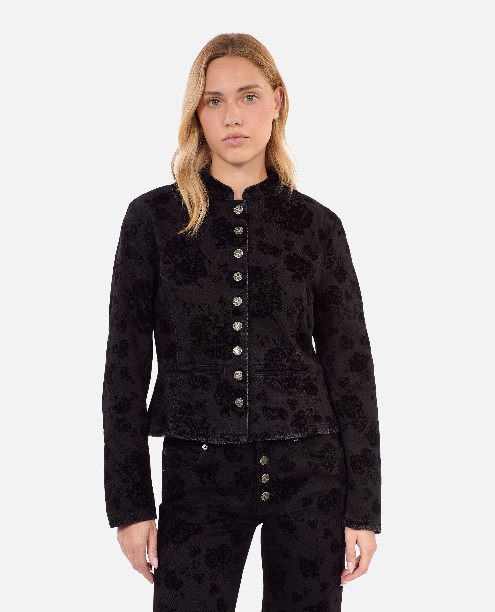 The kooples black denim jacket new arrivals