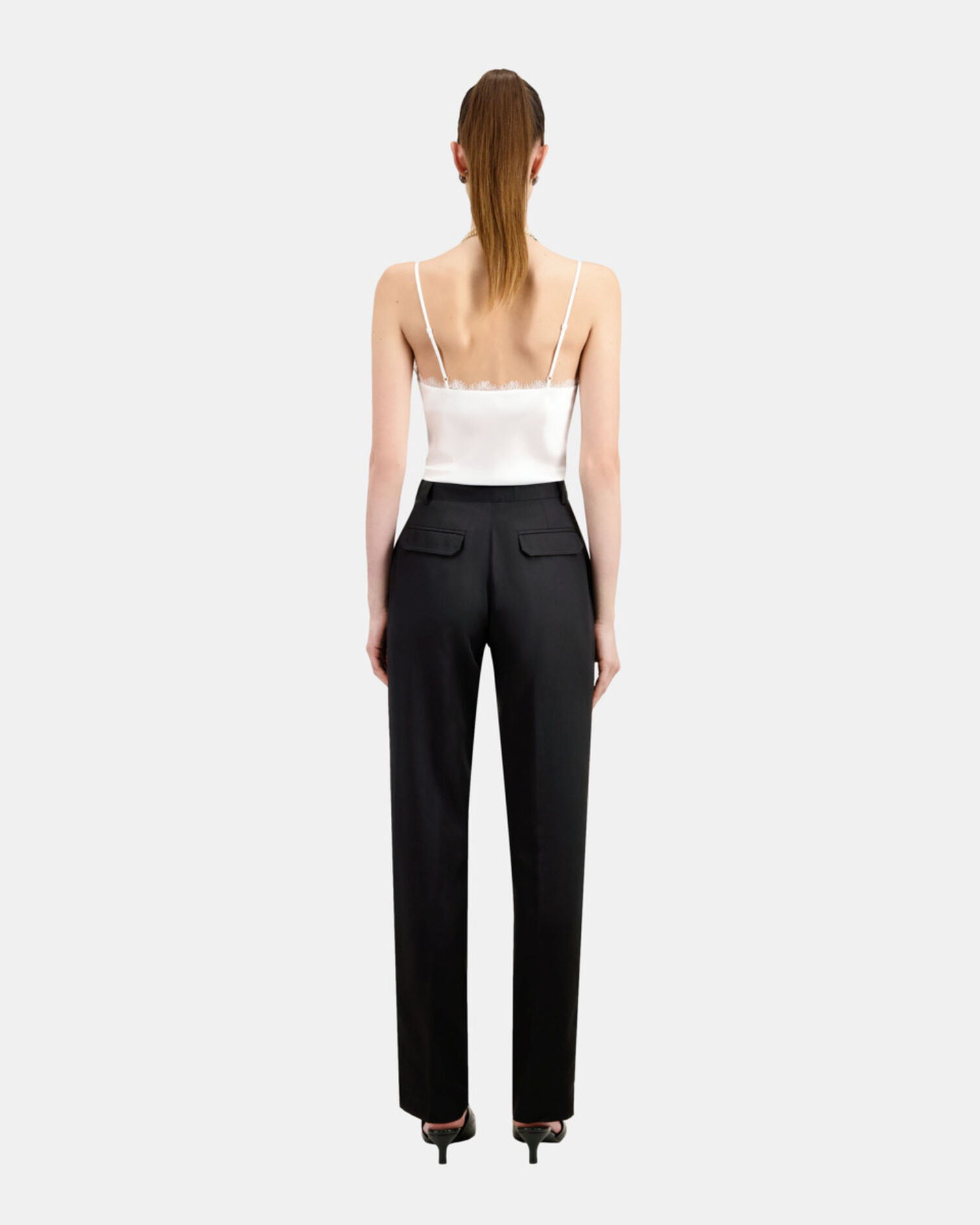 Pantalon droit tencel style militaire noir, BLACK, hi-res image number null