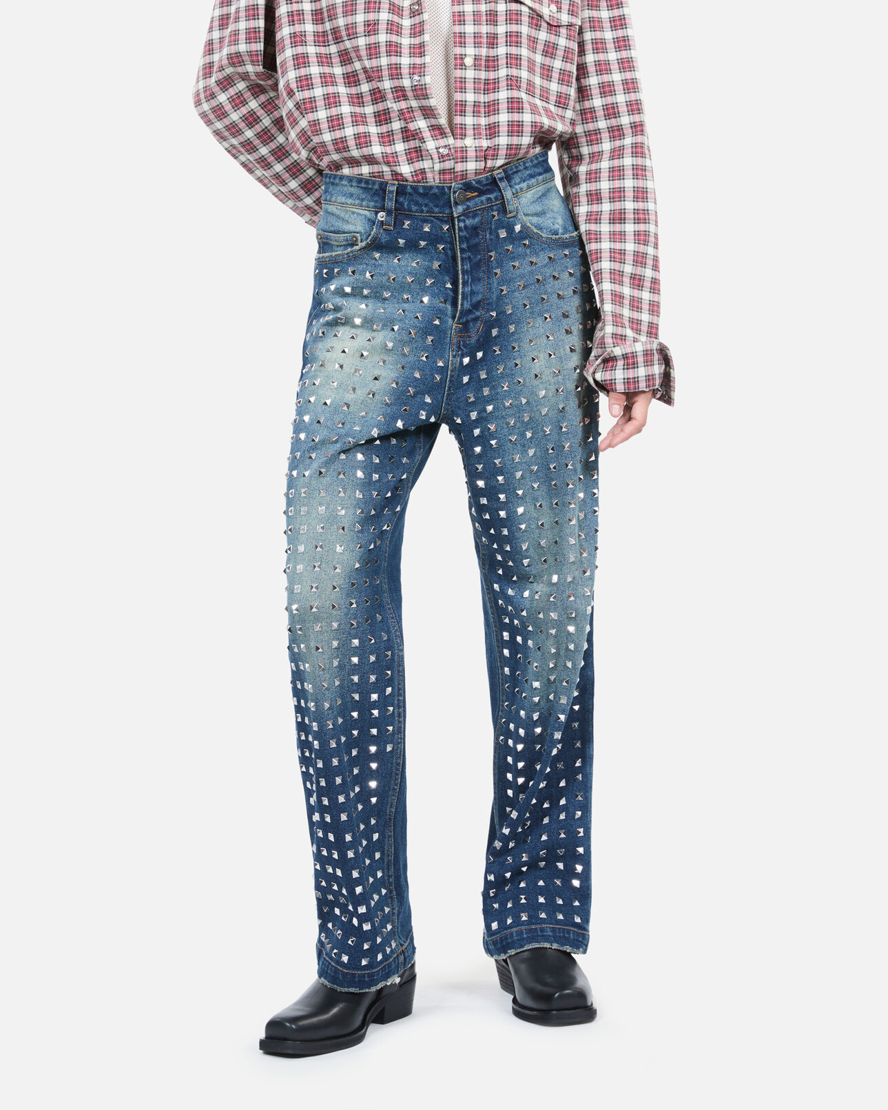 The Kooples WOMEN BLUE ELECTRIC blue straight studded jeans