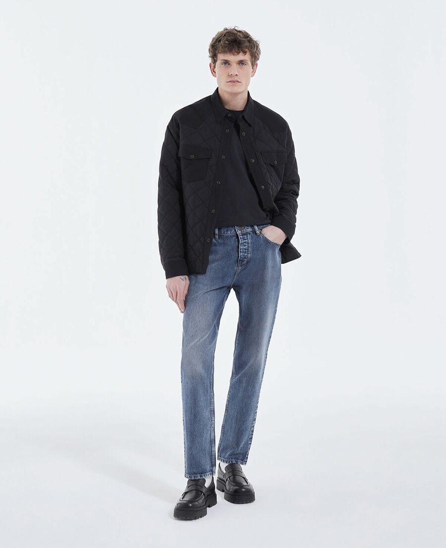 black quilted technical jacket with pockets
