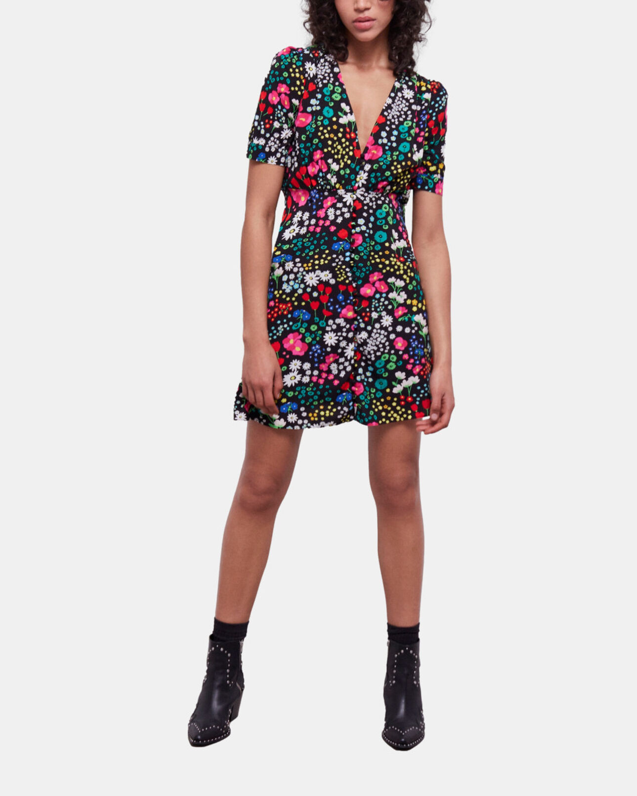 The Kooples FEMME MULTICOLOR robe courte imprimée avec boutonnage